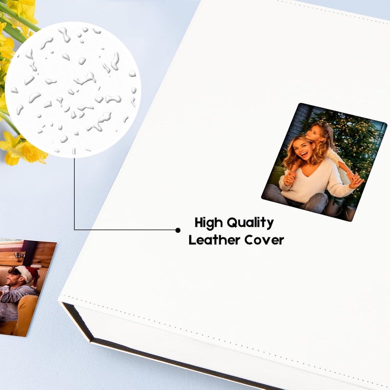 Aevdor 1000 Pockets Photo Album 4x6, Extra Large Capacity Leather Cover Wedding Family Picture Book Holds 1000 Horizontal and Vertical Picture, Acid-free Pages 4x6 Photo Album with Front Window, White - Image 3